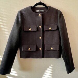 Zara Gold Button Pocket Jacket